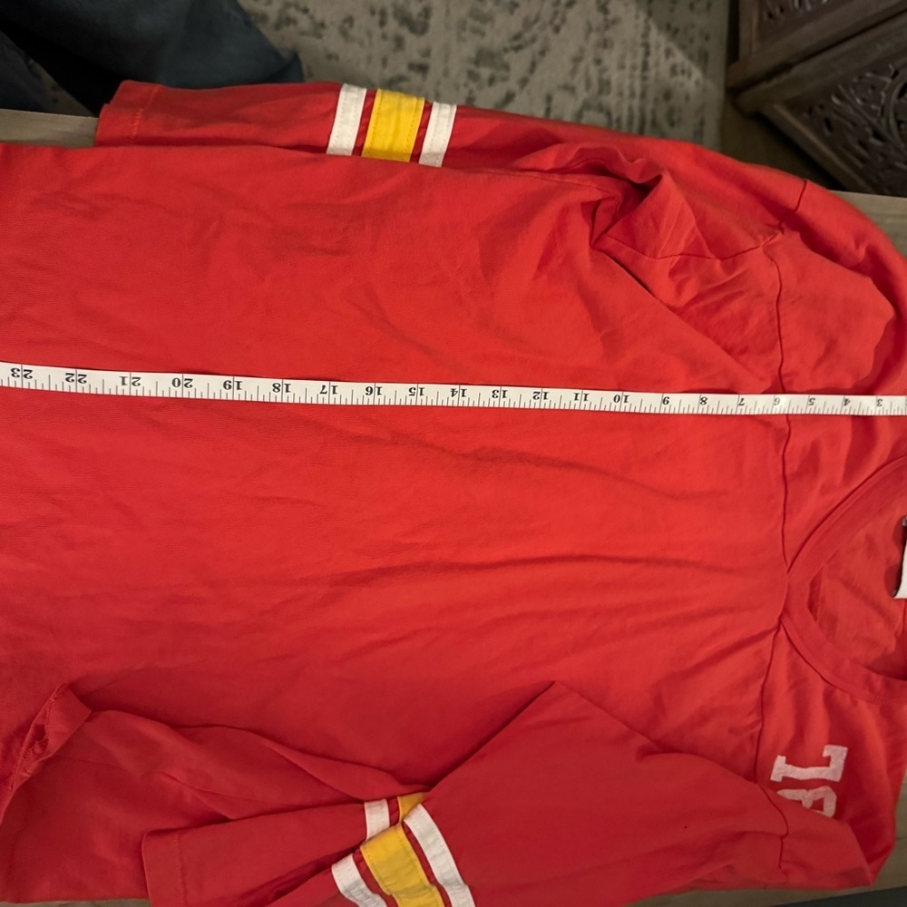 Daydreamer Red V-Neck Jersey with Striped Sleeves - Picture 6 of 6
